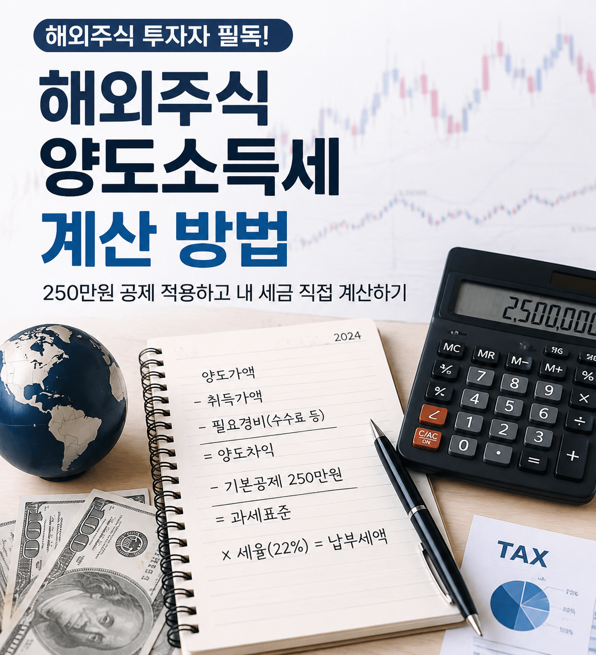 해외주식 양도소득세 계산 방법｜250만원 공제 적용하고 내 세금 확인하기
