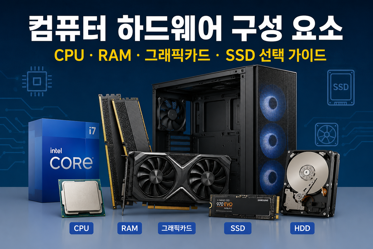 컴퓨터 하드웨어 구성 요소 총정리|CPU·RAM·그래픽카드·SSD 사양 선택법